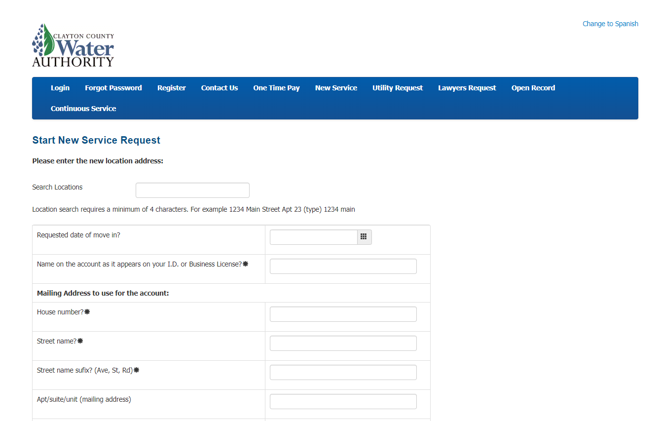 Start Residential Service Clayton County Water Authority